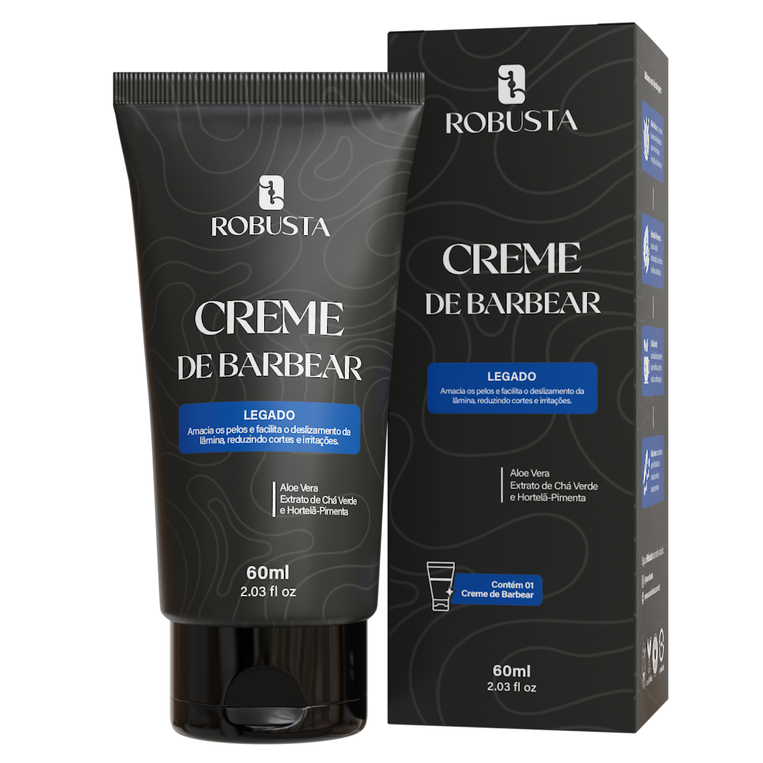Creme de Barbear 60ml Robusta, embalagem em fundo branco