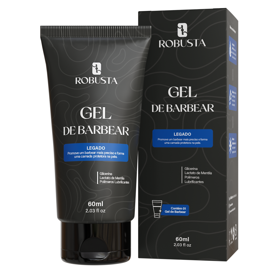 Gel de Barbear 60ml Robusta, embalagem em fundo branco