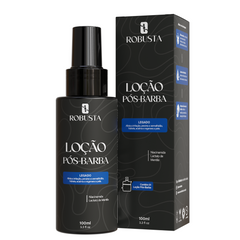 Loção Pós-Barba 100ml Robusta, embalagem em fundo branco