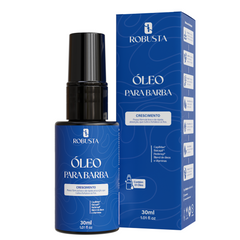 Óleo de Crescimento para Barba 30ml Robusta, embalagem em fundo branco