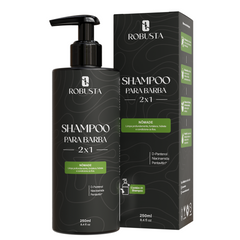 Shampoo 2 em 1 para Barba 250ml Robusta versão Nômade, embalagem em fundo branco