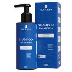 Shampoo de Crescimento para Barba 120ml Robusta, embalagem em fundo branco