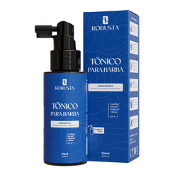 Tônico de Crescimento para Barba 100ml Robusta, embalagem em fundo branco